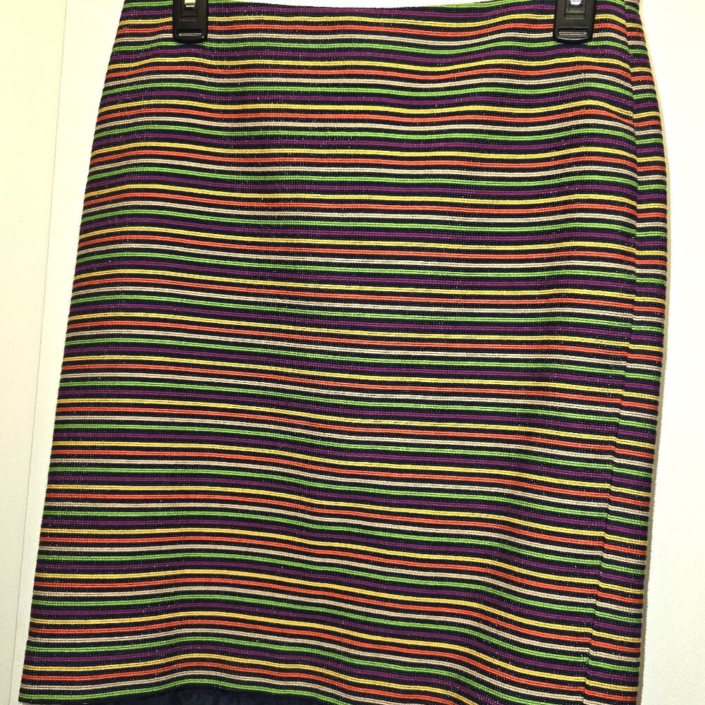 Talbots Petites Women's Multicolor Striped Lined Pencil Straight Skirt Size 6P